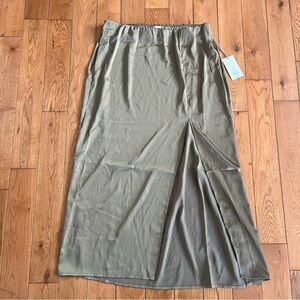 A New Day Tan Midi Satin Skirt - Size Medium